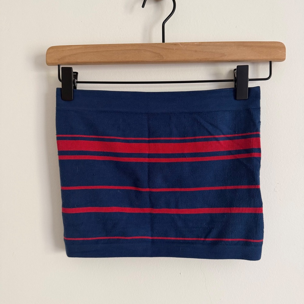 Urban Outfitters Out From Under Navy Red Striped Ribbed Tube Top Festival Chic